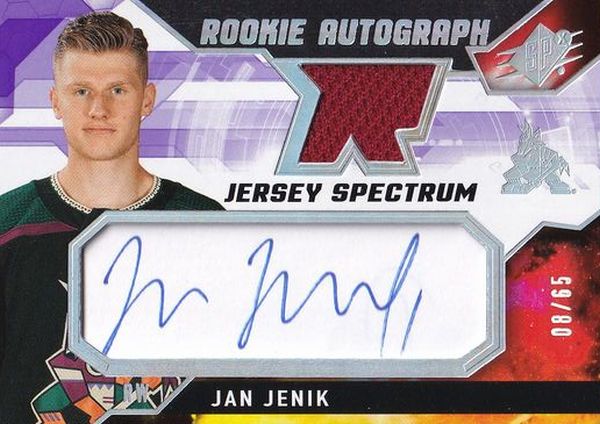 AUTO RC jersey karta JAN JENÍK 21-22 SPx Rookie Autograph Jersey Spectrum /65